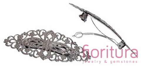 BAZA SPINKI DO WŁOSÓW 80x35MM KOLOR STARE SREBRO