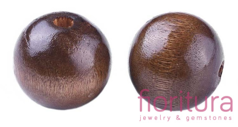 KORALIKI DREWNIANE KULA 24MM KOLOR BRĄZOWY