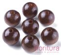 KORALIKI DREWNIANE KULA 24MM KOLOR BRĄZOWY