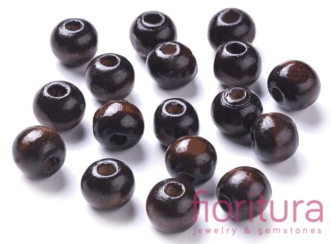 KORALIKI DREWNIANE KULA 8MM KOLOR CIEMNY BRĄZ