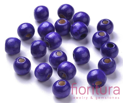 KORALIKI DREWNIANE KULA 8MM KOLOR FIOLETOWY