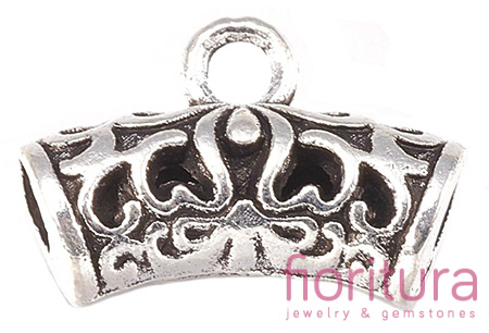 KRAWATKA DO ZAWIESZEK ŁUK AŻUROWY 14x9x5MM KOLOR STARE SREBRO