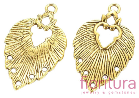 PODSTAWA KOLCZYKA LIŚĆ 34x20MM KOLOR ANTYCZNE ZŁOTO