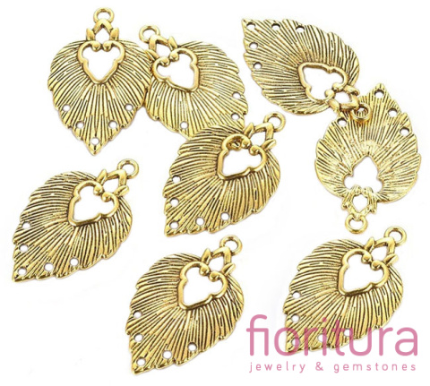 PODSTAWA KOLCZYKA LIŚĆ 34x20MM KOLOR ANTYCZNE ZŁOTO