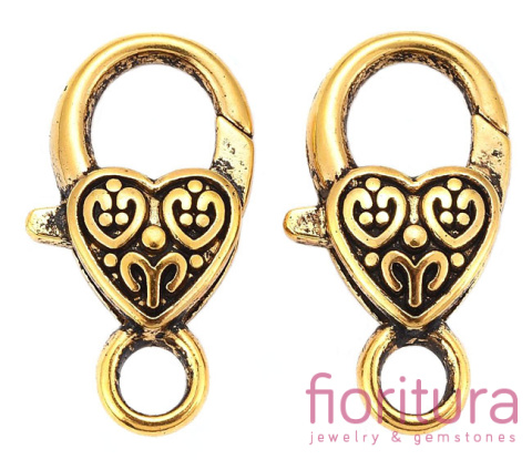 ZAPIĘCIE KARABIŃCZYK OZDOBNY 26x14MM KOLOR ANTYCZNE ZŁOTO