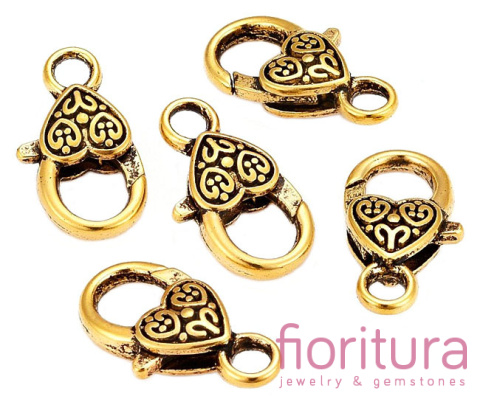 ZAPIĘCIE KARABIŃCZYK OZDOBNY 26x14MM KOLOR ANTYCZNE ZŁOTO