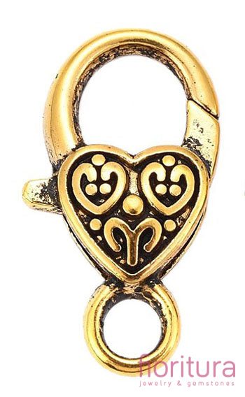 ZAPIĘCIE KARABIŃCZYK OZDOBNY 26x14MM KOLOR ANTYCZNE ZŁOTO