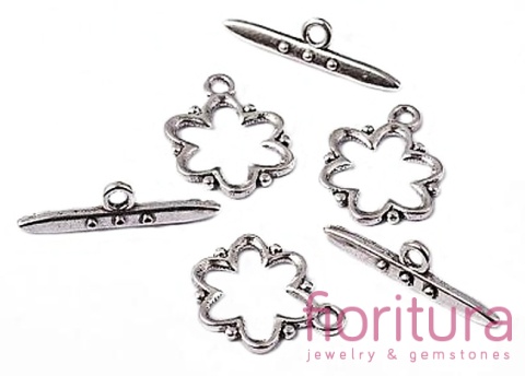 ZAPIĘCIE PRZEKŁADKOWE KWIAT 19X15MM KOLOR STARE SREBRO