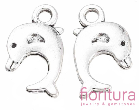 ZAWIESZKA DELFIN 15x10MM KOLOR STARE SREBRO