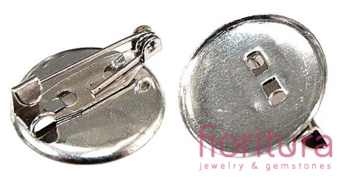 BAZA BROSZKI ZAPIĘCIE Z PŁYTKĄ 25MM KOLOR SREBRNY