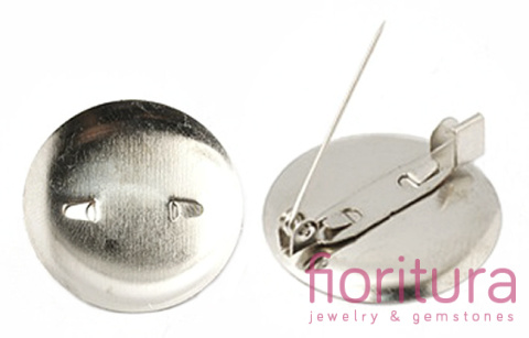 BAZA BROSZKI ZAPIĘCIE Z PŁYTKĄ 25MM KOLOR SREBRNY