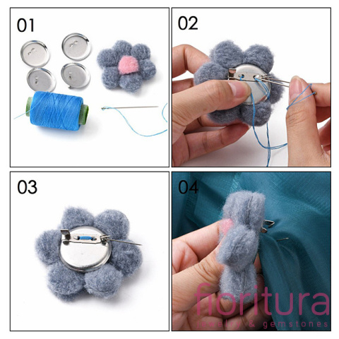 BAZA BROSZKI ZAPIĘCIE Z PŁYTKĄ 25MM KOLOR SREBRNY