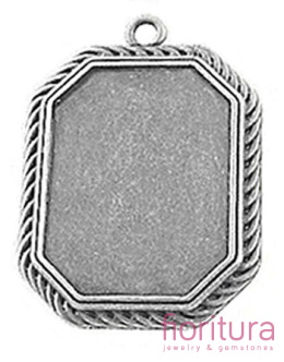 BAZA ZAWIESZKI OKTAGON 40x30MM KOLOR STARE SREBRO