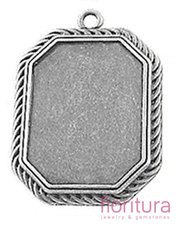 BAZA ZAWIESZKI OKTAGON 40x30MM KOLOR STARE SREBRO