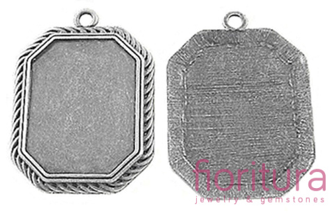 BAZA ZAWIESZKI OKTAGON 40x30MM KOLOR STARE SREBRO