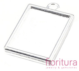 BAZA ZAWIESZKI PROSTOKĄT 20x15MM KOLOR SREBRNY