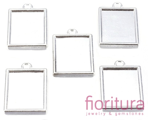 BAZA ZAWIESZKI PROSTOKĄT 20x15MM KOLOR SREBRNY