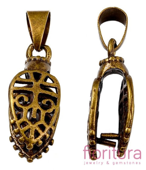 KRAWATKA ZACISKANA AŻUROWA 24x8x8MM KOLOR STARE ZŁOTO