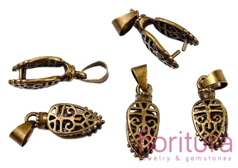 KRAWATKA ZACISKANA AŻUROWA 24x8x8MM KOLOR STARE ZŁOTO