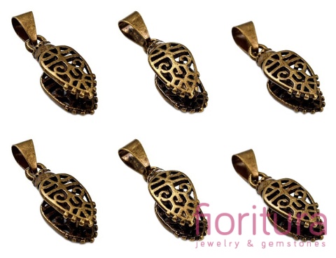 KRAWATKA ZACISKANA AŻUROWA 24x8x8MM KOLOR STARE ZŁOTO