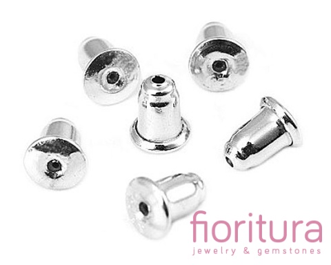 ZATYCZKI DO KOLCZYKÓW I SZTYFTÓW Z WKŁADKĄ SILIKONOWĄ 6x5MM STAL NIERDZEWNA