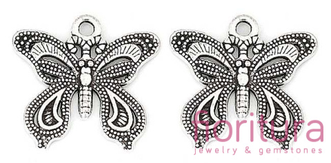 ZAWIESZKA MOTYLEK 27x25MM KOLOR STARE SREBRO
