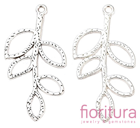 ZAWIESZKA LIŚĆ 38x18MM KOLOR STARE SREBRO