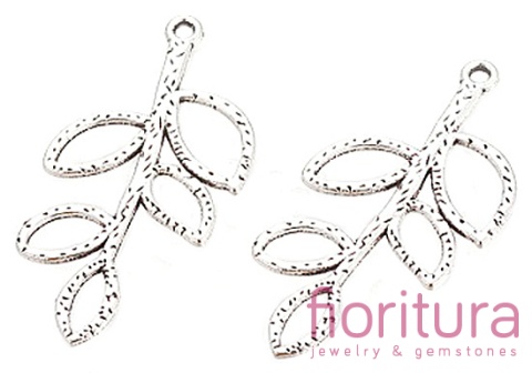 ZAWIESZKA LIŚĆ 38x18MM KOLOR STARE SREBRO