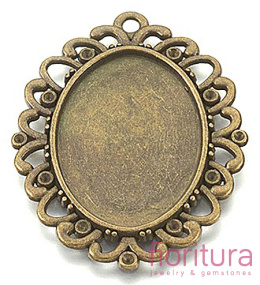 BAZA ZAWIESZKI OWAL 25x18MM KOLOR STARE ZŁOTO