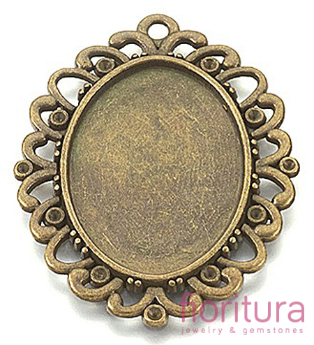 BAZA ZAWIESZKI OWAL 25x18MM KOLOR STARE ZŁOTO