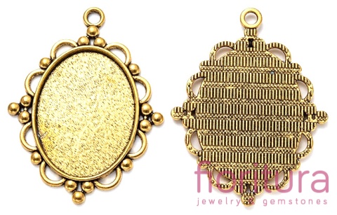 BAZA ZAWIESZKI OWAL 40x30MM KOLOR ANTYCZNE ZŁOTO