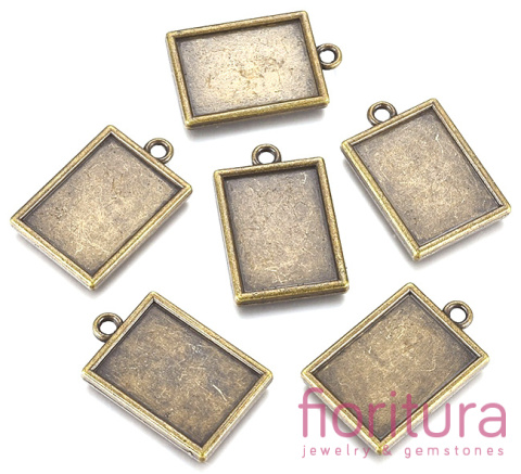 BAZA ZAWIESZKI PROSTOKĄT 20x15MM KOLOR STARE ZŁOTO
