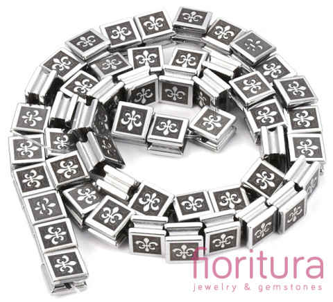 KAMIEŃ SYNTETYCZNY NIEMAGNETYCZNY HEMATYT ELEKTROPLATE KWADRAT Z LILIJKĄ 8x8x5MM