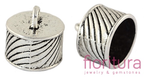 KOŃCÓWKA DO WKLEJANIA 14MM KOLOR STARE SREBRO