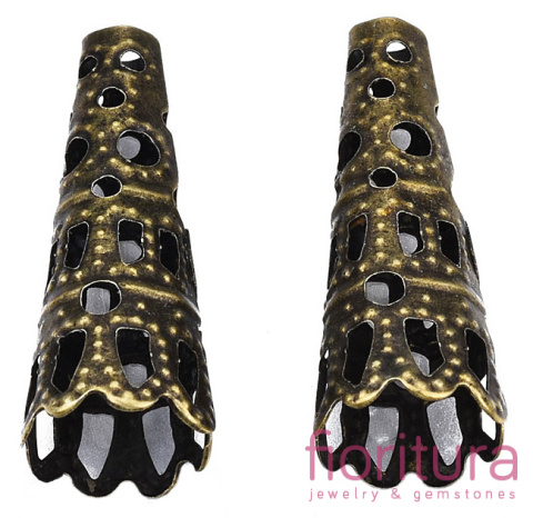 NAKŁADKA FILIGRANOWA STOŻEK 3-9x23MM KOLOR STARE ZŁOTO