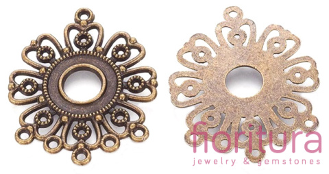 PODSTAWA KOLCZYKA, ROZDZIELACZ 35x28x1,5MM KOLOR STARE ZŁOTO