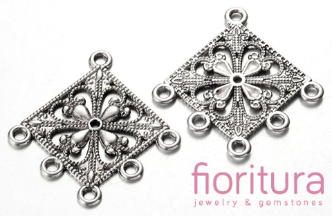 PODSTAWA KOLCZYKA, ROZDZIELACZ NA PIĘĆ 35x34x1,5MM KOLOR STARE SREBRO