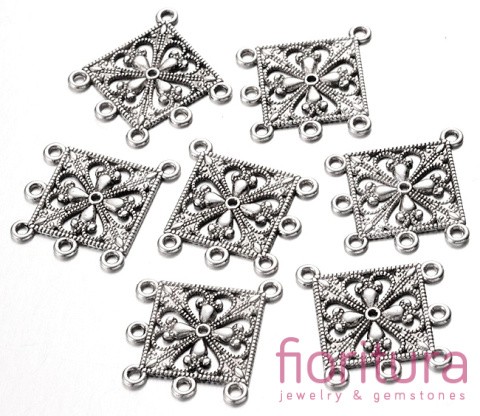 PODSTAWA KOLCZYKA, ROZDZIELACZ NA PIĘĆ 35x34x1,5MM KOLOR STARE SREBRO