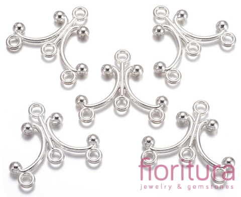 PODSTAWA KOLCZYKA, ROZDZIELACZ NA TRZY 28x25x4MM KOLOR SREBRNY