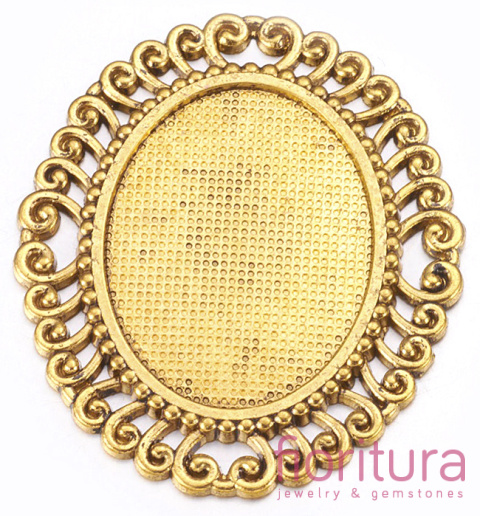 BAZA ZAWIESZKI OWAL 37x28MM KOLOR ANTYCZNE ZŁOTO