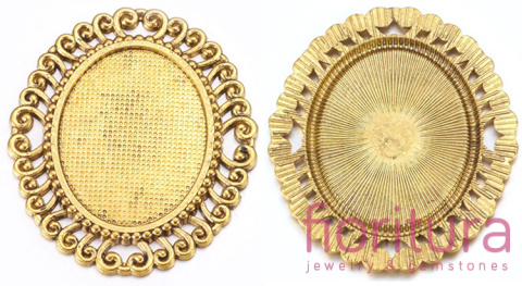 BAZA ZAWIESZKI OWAL 37x28MM KOLOR ANTYCZNE ZŁOTO