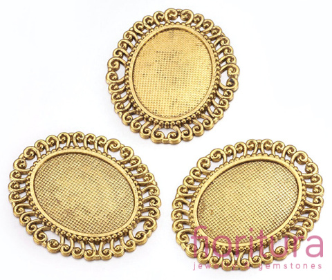 BAZA ZAWIESZKI OWAL 37x28MM KOLOR ANTYCZNE ZŁOTO