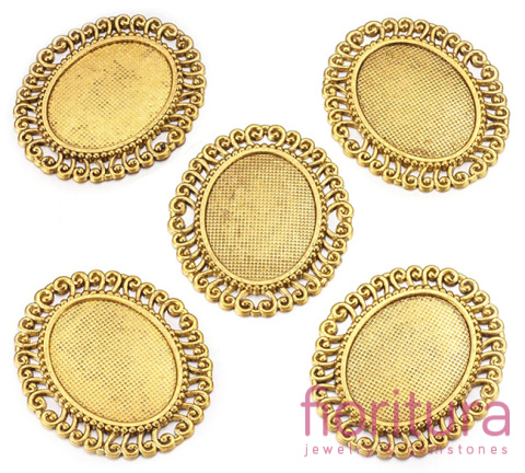 BAZA ZAWIESZKI OWAL 37x28MM KOLOR ANTYCZNE ZŁOTO