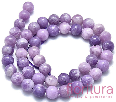 KAMIEŃ NATURALNY LEPIDOLIT PURPUROWY KULA 8MM SZNUR