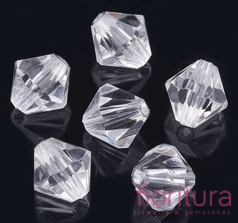 KORALIKI AKRYLOWE BICON 5MM KOLOR CRYSTAL TRANSPARENT
