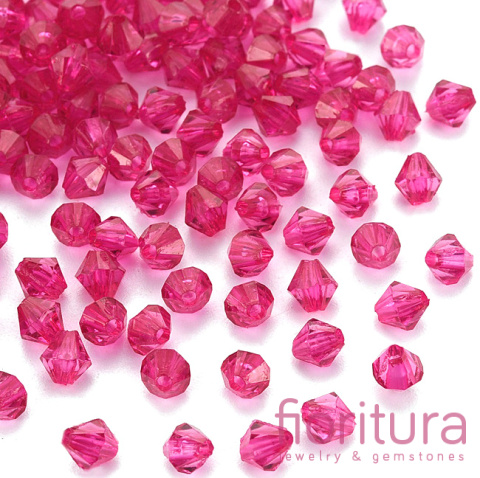 KORALIKI AKRYLOWE BICON FASETOWANE 5MM KOLOR MEDIUM VIOLET RED TRANSPARENT NR 05