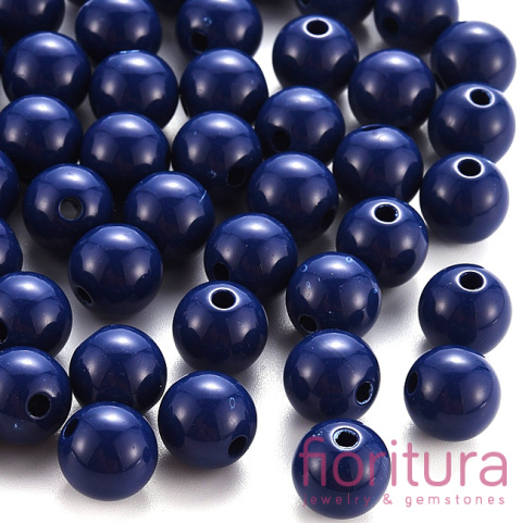 KORALIKI AKRYLOWE KULA 10MM KOLOR PRUSSIAN BLUE OPAQUE NR A19