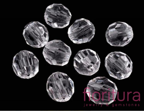 KORALIKI AKRYLOWE KULA FASETOWANA 6MM KOLOR CRYSTAL TRANSPARENT NR V01