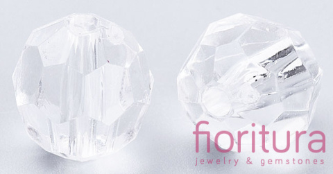 KORALIKI AKRYLOWE KULA FASETOWANA 6MM KOLOR CRYSTAL TRANSPARENT NR V01