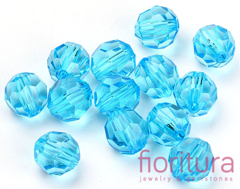 KORALIKI AKRYLOWE KULA FASETOWANA 6MM KOLOR DEEP SKY BLUE TRANSPARENT NR V40